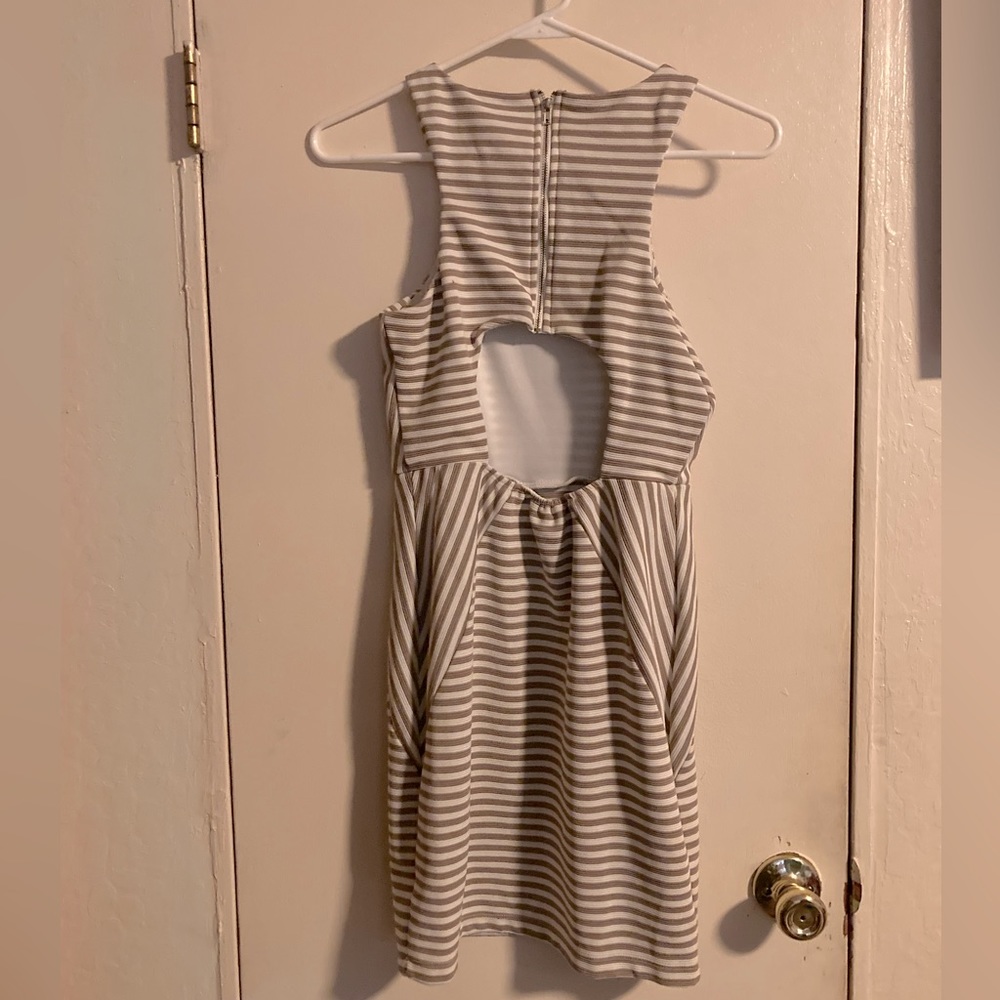 MIDI striped dress in crème and beige